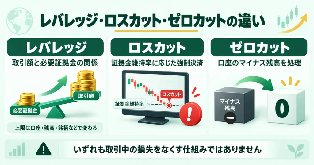 レバレッジとロスカットの条件を確認する